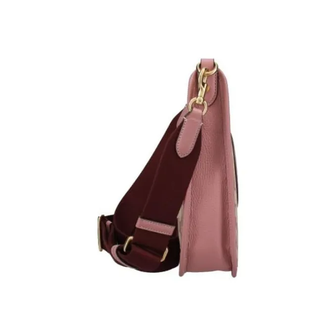 COACH Dempsey Fabric Cow Leather Patchwork Shoulder Bag Crossbody Bag Large Size Women's Pink-2