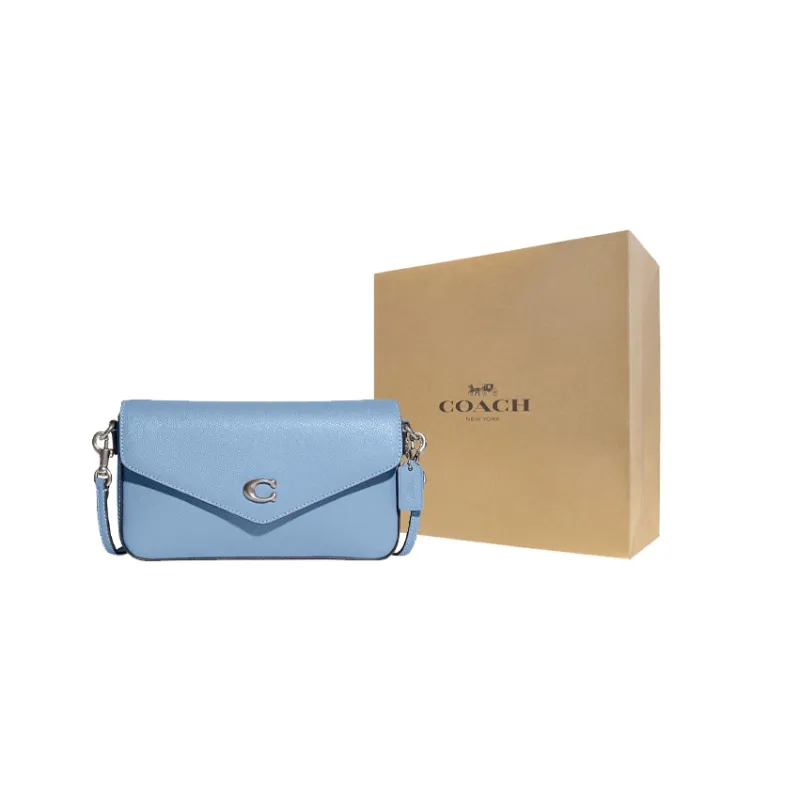 COACH Wyn Split Cow Leather Shoulder Bag, Crossbody Bag Small Size Women's Light Blue-4