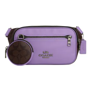 COACH Elias Canvas With Leather Shoulder Bag Crossbody Bag Sling Bag Fanny Pack Men's Purple