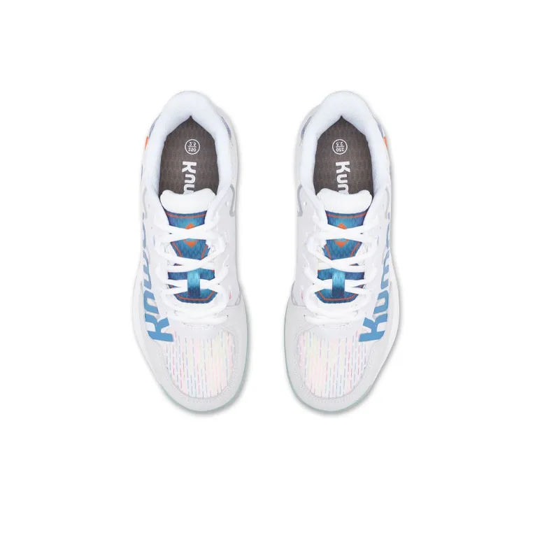 KUMPOO Yufeng Cushioning Slip Resistant Coverage Support Balance Low Top Badminton Shoes Unisex White Gray Blue-3