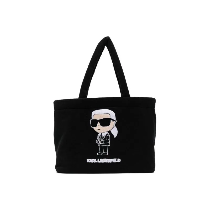 KARL LAGERFELD Cotton Tote Bag, Shopping Bag, Shoulder Bag, Handbag Women's Black-1
