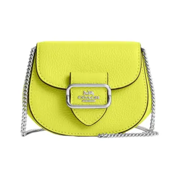 COACH Pebbled Leather Saddle Bag, Shoulder Bag, Crossbody Bag Mini Women's Lemon