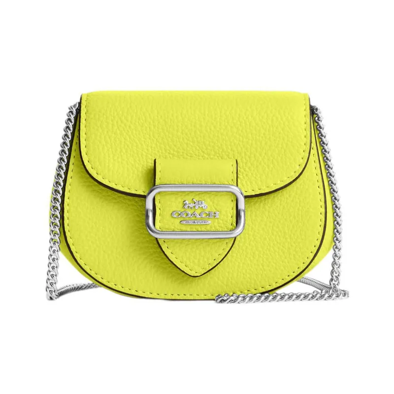 COACH Pebbled Leather Saddle Bag, Shoulder Bag, Crossbody Bag Mini Women's Lemon-0