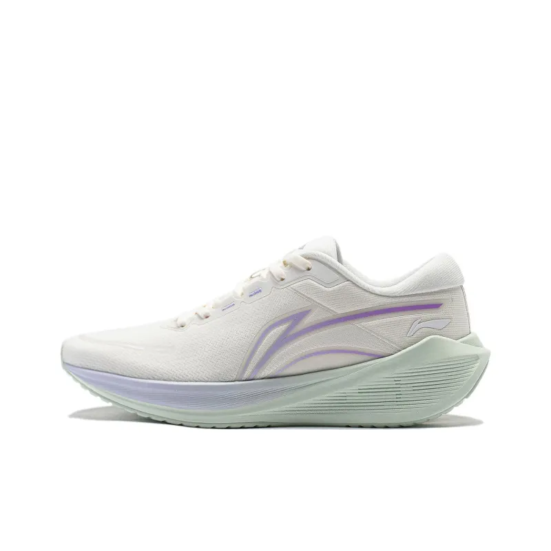 LiNing Wave V2 Cushioning, Slip Resistant, And Abrasion Resistant Low Top Casual Running Shoes Women's Ivory-0