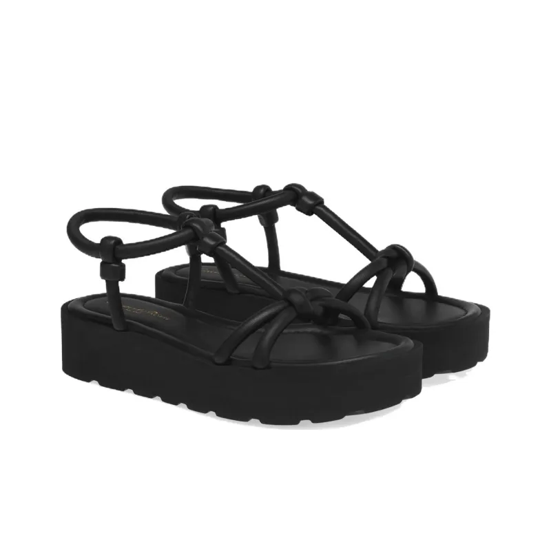 GIANVITO ROSSI Open Toe Flatform Leather Sandals-2