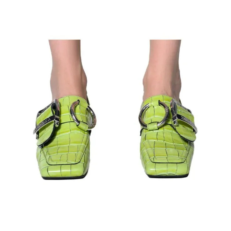 Nina Zarqua Python Loafers Women's Green-2