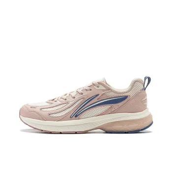 LiNing Feather V2 Cushioned Slip Resistant Abrasion Resistant Low Top Running Shoes Women's Tea Orange Pink