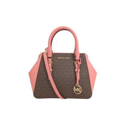 MICHAEL KORS Coated Canvas With Leather Shoulder Bag Crossbody Bag Handbag Women's Brown/Pink