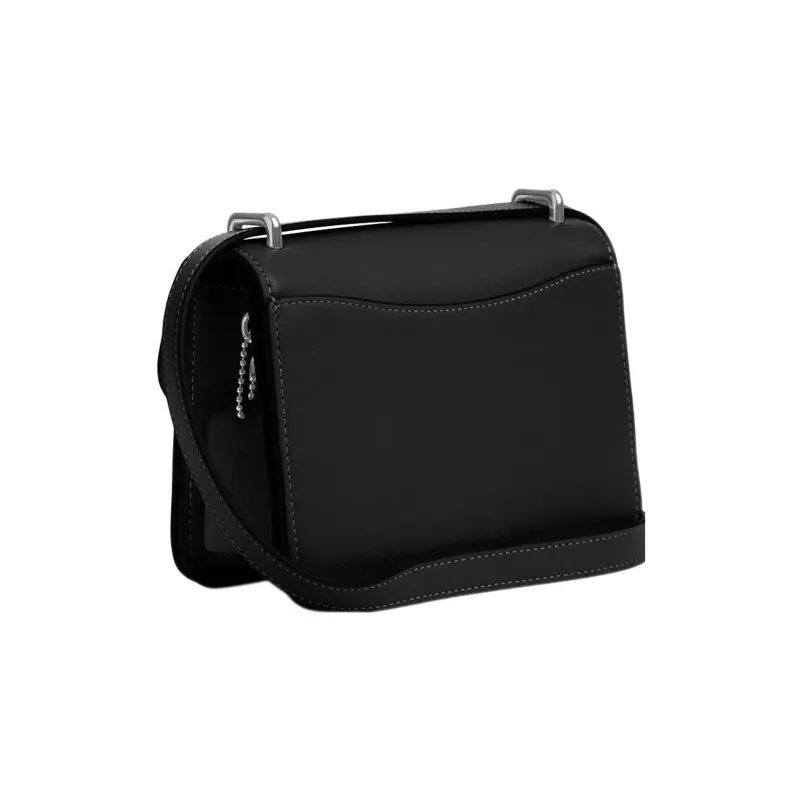 COACH Calfskin Square Bag, Shoulder Bag, Crossbody Bag Trumpets Women's Black-1
