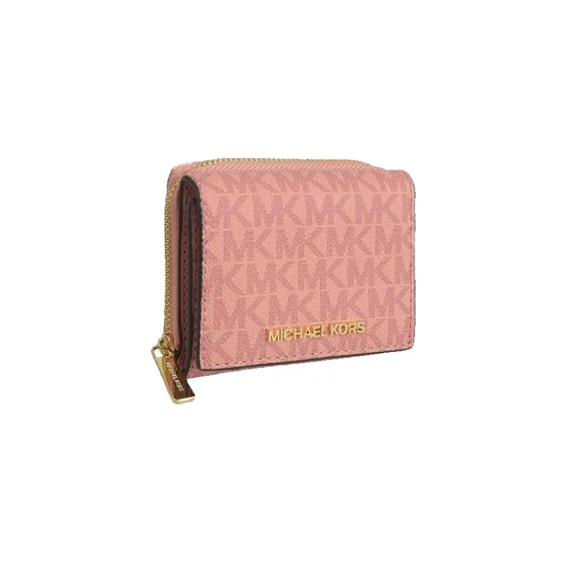 MICHAEL KORS Jet Set Travel PVC Coated Canvas Wallet Mini Women's Pink-1