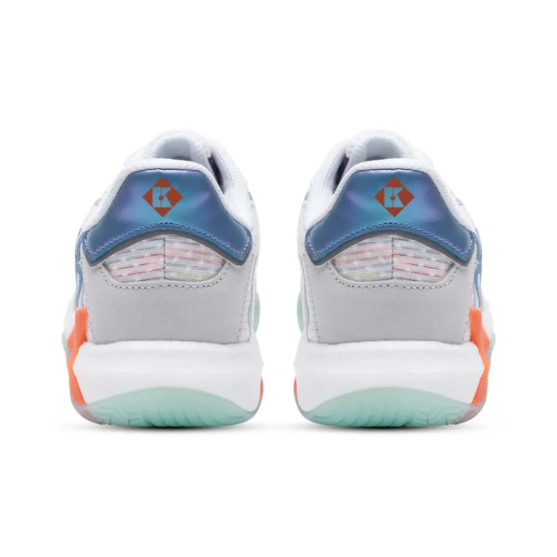 KUMPOO Yufeng Cushioning Slip Resistant Coverage Support Balance Low Top Badminton Shoes Unisex White Gray Blue-4