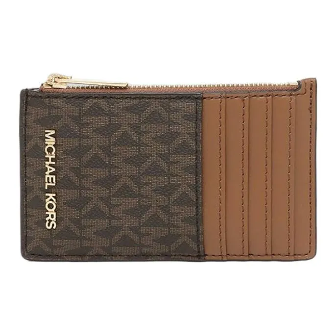 MICHAEL KORS Jet Set Canvas Card Holder Women's Brown-0