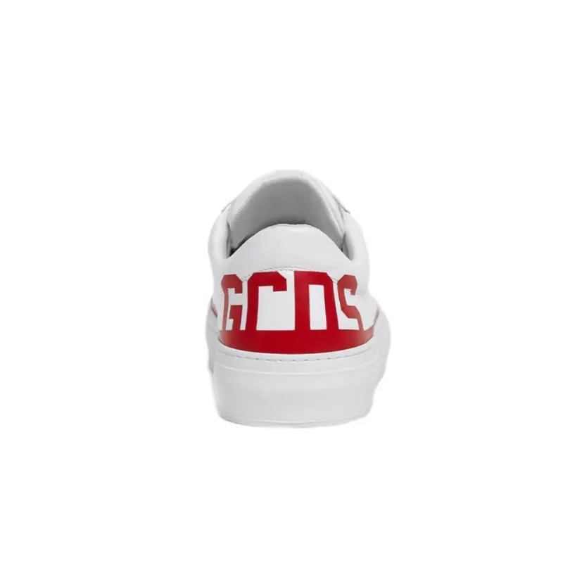 GCDS Slip Resistant Low Top Skateboard Shoes Unisex White Red-2