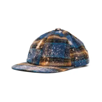 WE11DONE Bleach wash Checkered Cap