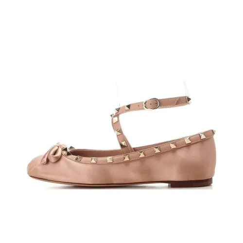 Valentino Garavani Rockstud Satin Ballerina Shoes