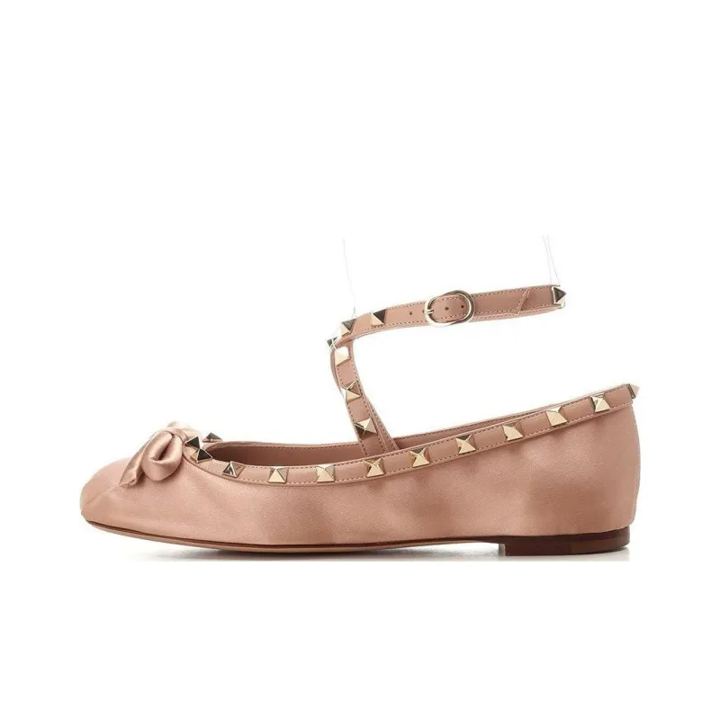 Valentino Garavani Rockstud Round Toe Ballerina Shoes Women's-0