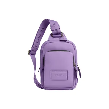 COACH Track Calfskin Fanny Pack, Shoulder Bag, Sling Bag Mini Unisex Purple