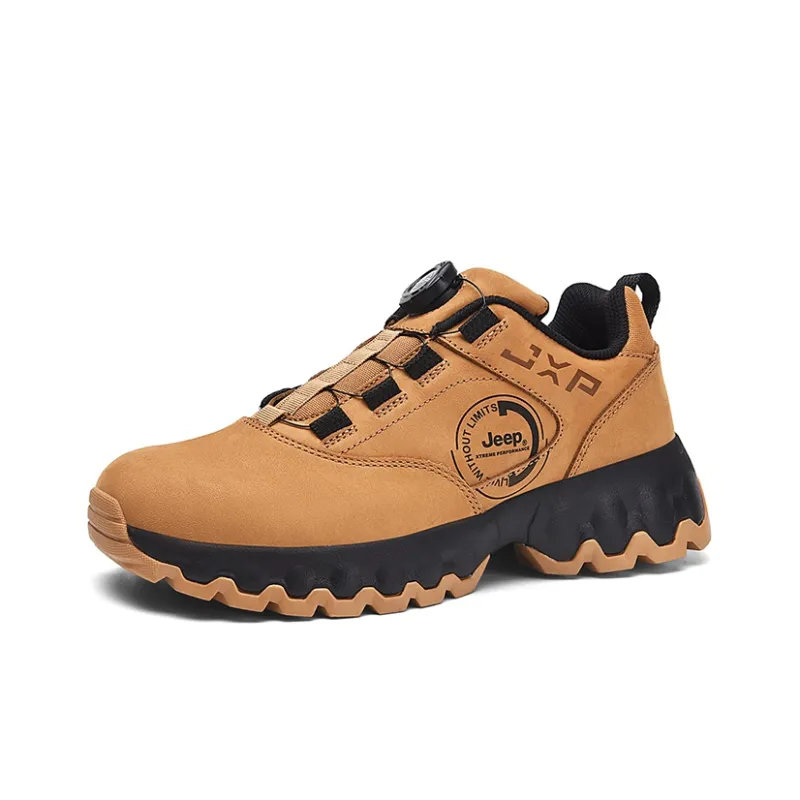 Jeep Warm Cushioning Wear Resistant Lightweight Breathable Slip Resistant Low Top Outdoor Shoes Men's Camel-1