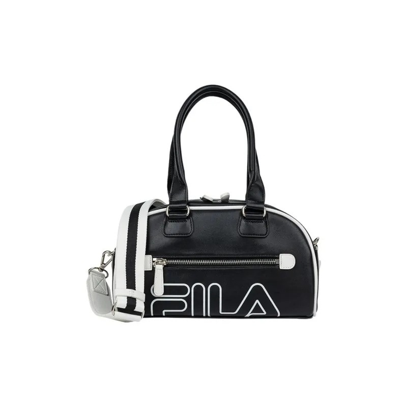 FILA Leather Bowling Bag, Shoulder Bag, Crossbody Bag, Handbag Regular Unisex Black-1