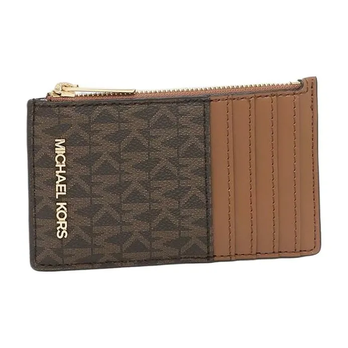 MICHAEL KORS Jet Set Canvas Card Holder Women's Brown-1