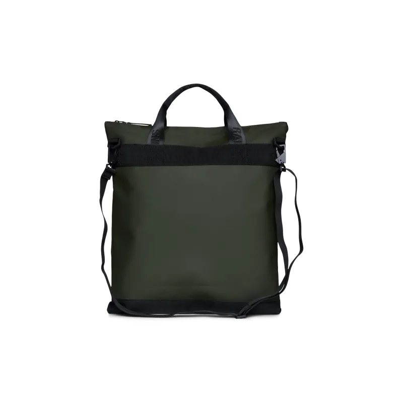 Rains Polyester Tote Bag Shopping Bag Handbag Large Size Unisex Black/Green-7