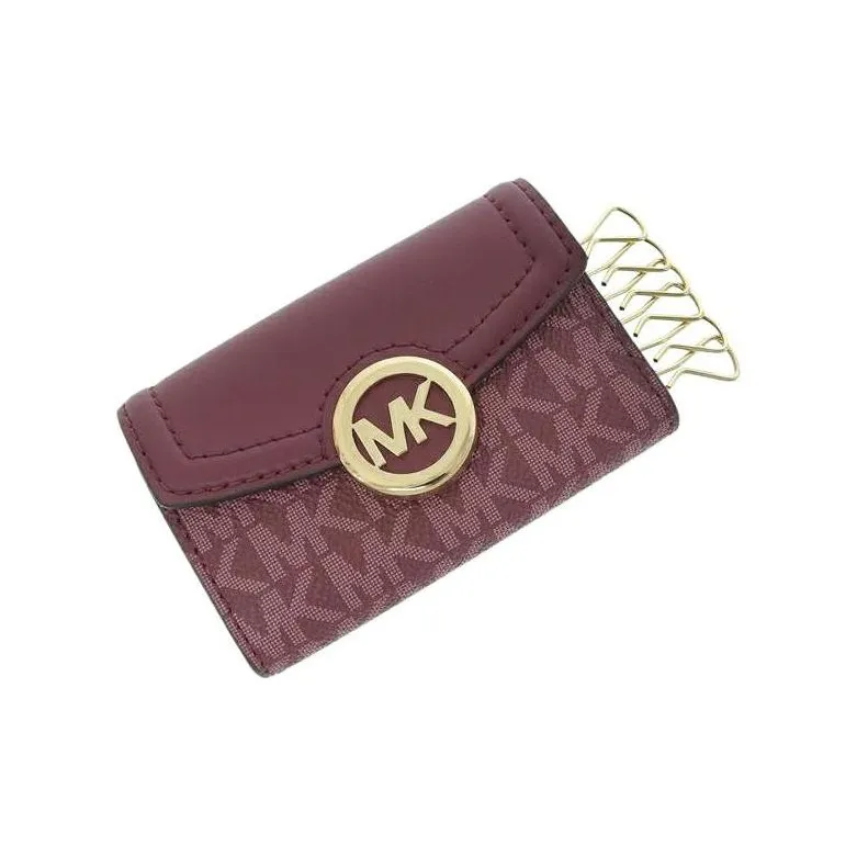 MICHAEL KORS Coated Canvas With Leather Key Pouch Regular Women's Burgundy-1
