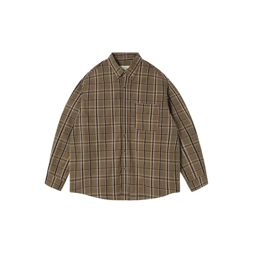 Evi Stub Shirts Men Khaki Plaid