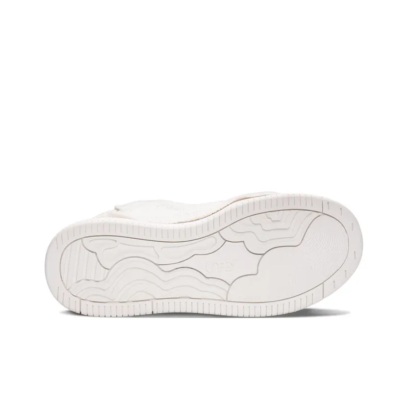 UNNAMED FORCES Cloud Puffy Shoes White Canvas Breathable Height Increase Low Top Skateboard Shoes Unisex Ecru-4