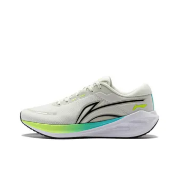 LiNing Wave V2 Cushioning, Slip Resistant, And Abrasion Resistant Low Top Casual Running Shoes Men's White Green