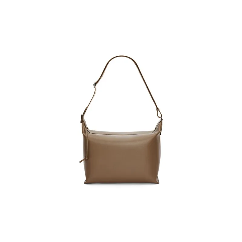LOEWE Soft Smooth Cow Leather With Jacquard Fabric Handbag Shoulder Bag Crossbody Bag Medium Size Men's Winter Brown-0