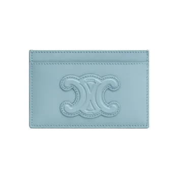 CELINE Triomphe Shiny Cow Leather Card Holder Women's California Blue