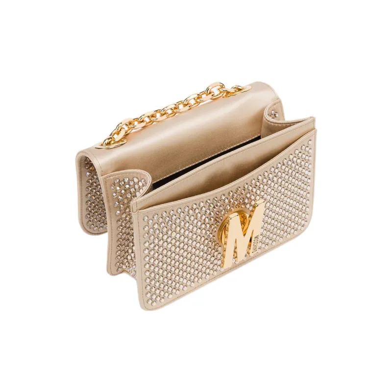MOSCHINO Satin Crossbody Bag Shoulder Bag Women's Light Gold-2