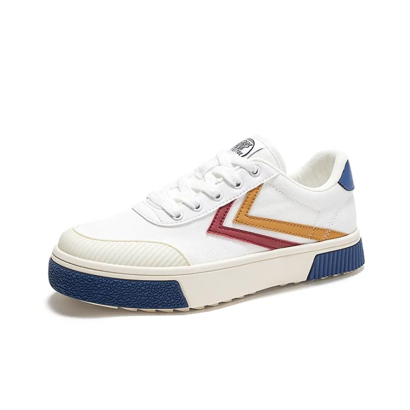Feiyue Small White Shoes Abrasion-Resistant Slip-Resistant Low-Top Skateboard Shoes Women's White Red Yellow-1