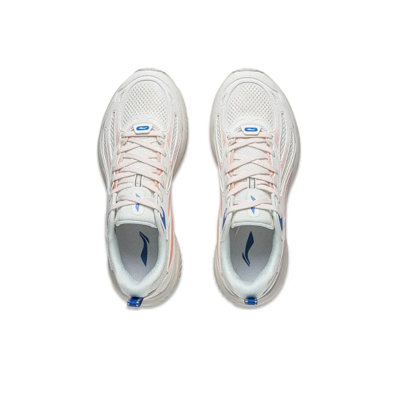 LiNing Feather V2 Cushioning Anti Slip And Wear Resistant Low Top Running Shoes Women's White Blue-3