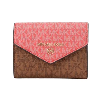 MICHAEL KORS Jet Set Charm Coated Canvas With Leather Wallet Women's Pink & Brown