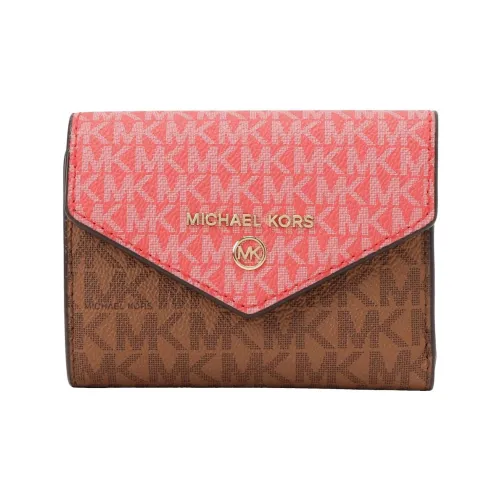 MICHAEL KORS Jet Set Charm Coated Canvas With Leather Wallet Women's Pink & Brown