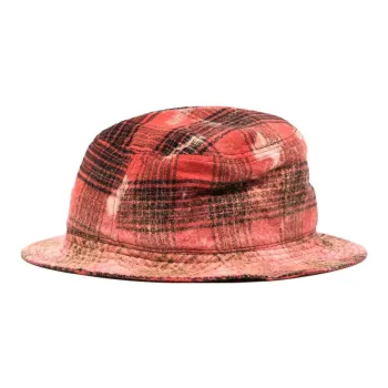 WE11DONE Logo patch Checkered Bucket Hat