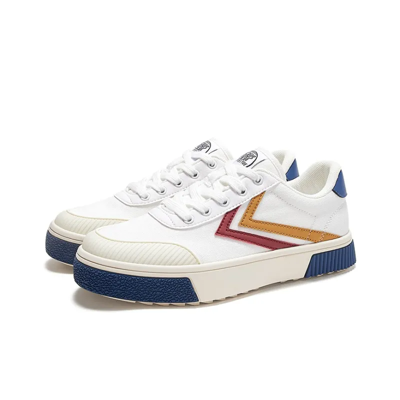 Feiyue Small White Shoes Abrasion-Resistant Slip-Resistant Low-Top Skateboard Shoes Women's White Red Yellow-2