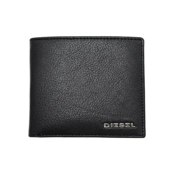 DIESEL Goatskin Wallet Regular Men's Black/Orange