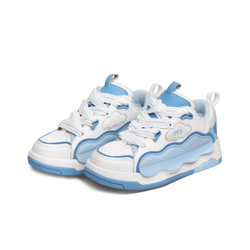 UNNAMED FORCES Cloud Puffy Shoes Height Increasing Lightweight Breathable Low Top Skateboard Shoes Unisex Blue-2