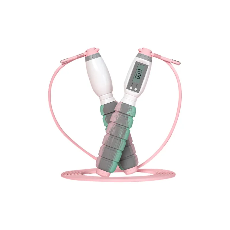 LEACCO Aerobic Fat Reduction Smart Counting Jump Ropes Adults Steel Wire Rope Foam Controller Approx. 2.9m-0
