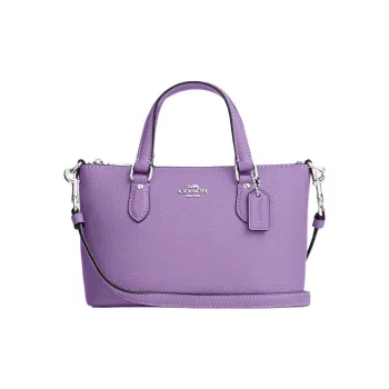 COACH Cross-Stitch Leather Tote Bag Shopping Bag Handbag Shoulder Bag Crossbody Bag Small Size Women's Purple