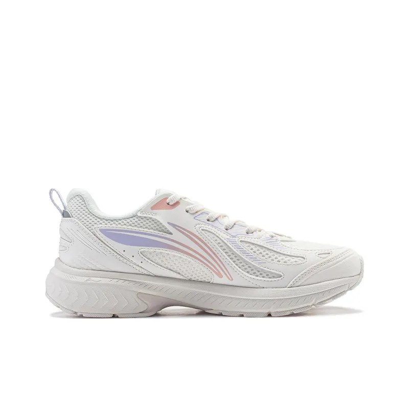 LiNing Feather V2 Cushioning Anti Slip And Wear Resistant Low Top Running Shoes Women's Mist White-1