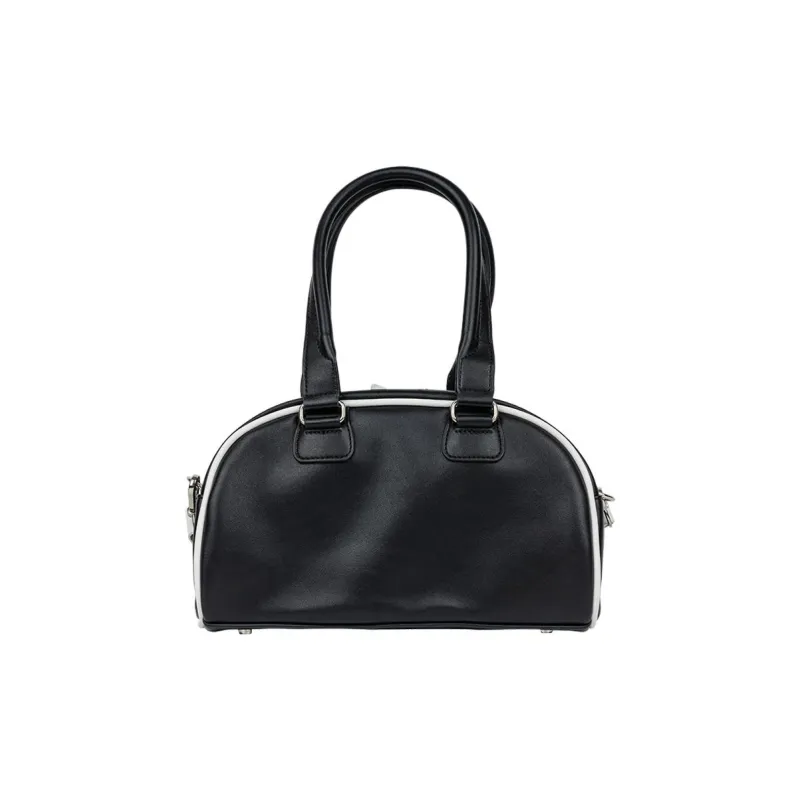 FILA Leather Bowling Bag, Shoulder Bag, Crossbody Bag, Handbag Regular Unisex Black-4