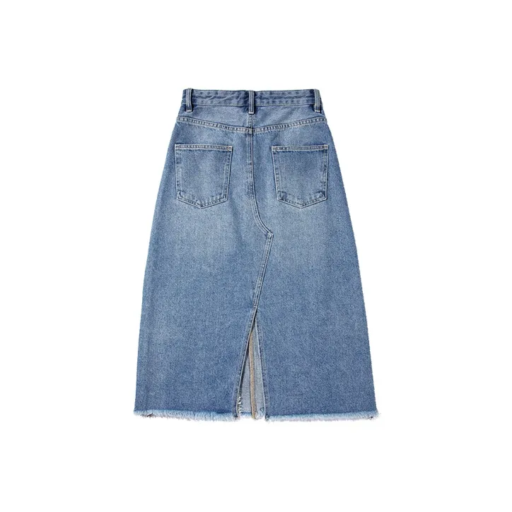 Prth Promethean Denim Long Skirts Women's Light Blue-1