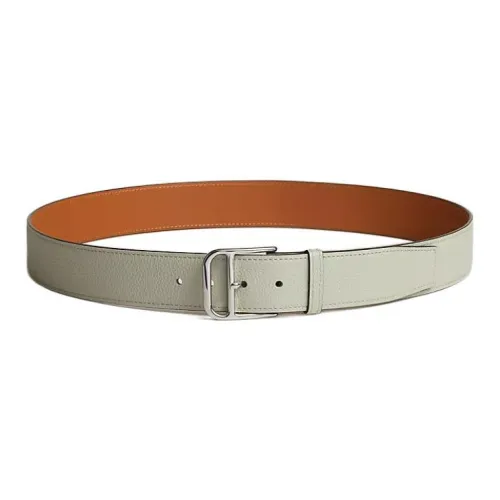 HERMES Leather Belts Men Gray/Brown