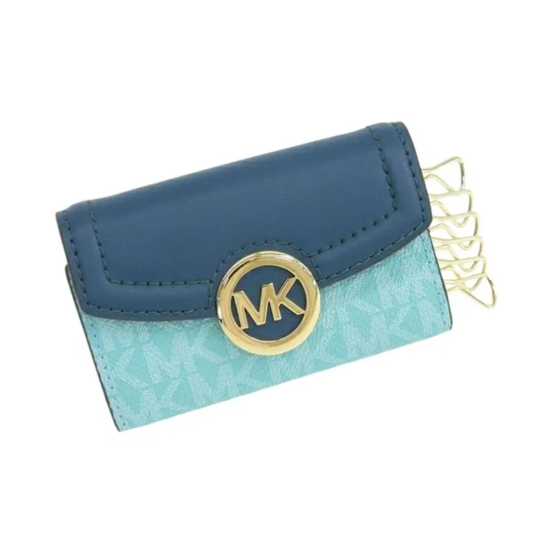 MICHAEL KORS Coated Canvas With Leather Key Pouch Regular Women's Blue-1