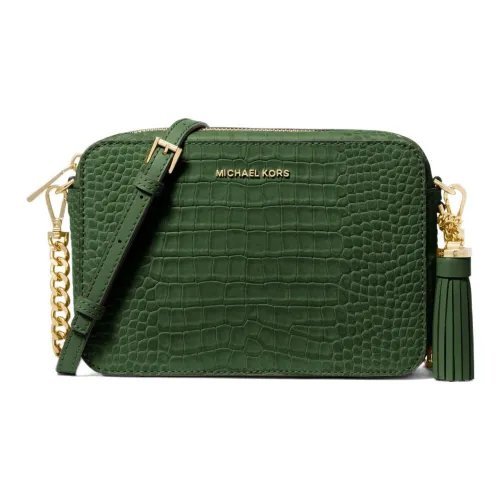 MICHAEL KORS Jet Set Leather Shoulder Bag Crossbody Bag Medium Size Women's Green