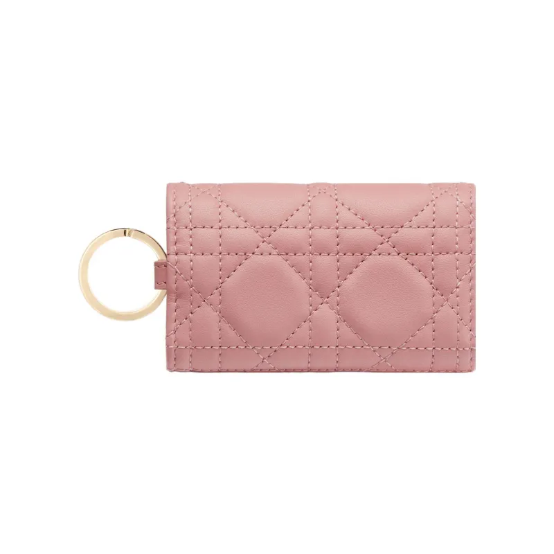 DIOR Lady Dior Lambskin Key Pouch Women's Light Pink-2