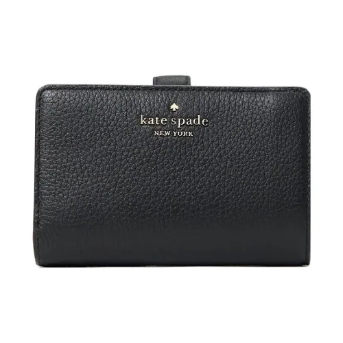 Kate Spade Leila Litchi Grain Leather Wallet Medium Size Women's Black